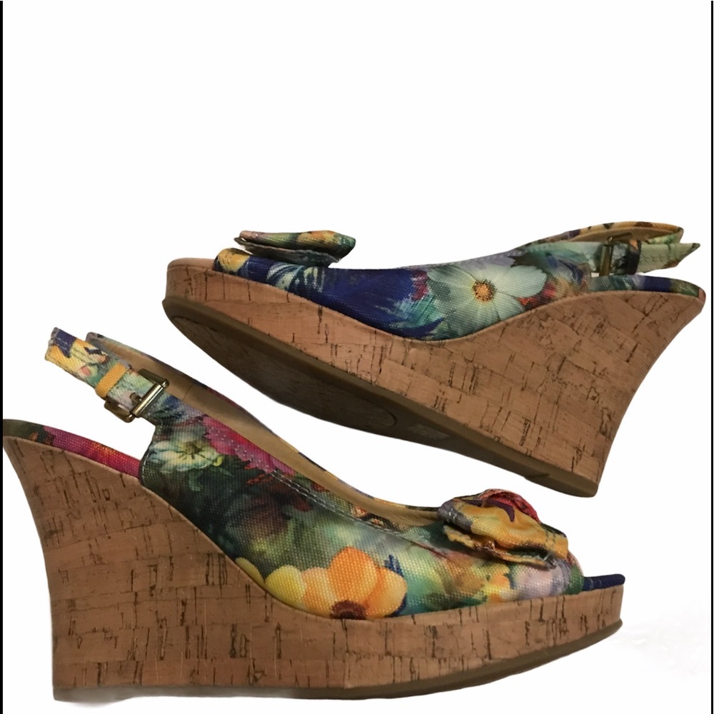 CL BY LUANDRY Floral buckle sling back wedge 8 - Picture 3 of 9